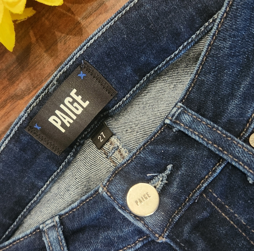 PAIGE SKYLINE SKINNY Women's Dark Blue Skinny Jeans 🩵 - Picture 5 of 11